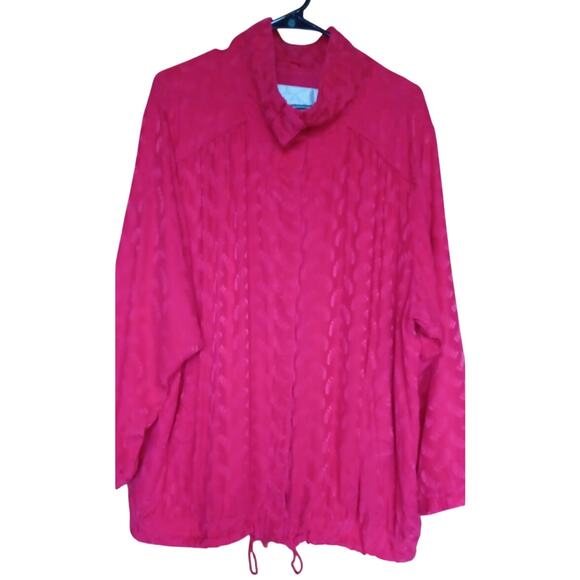 VTG Bobbie Burns Red Silk Bomber Jacket Women's 2X Ski Designer 90s Old Money - Picture 1 of 15